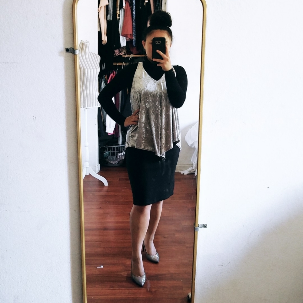 Silver Velvet Top